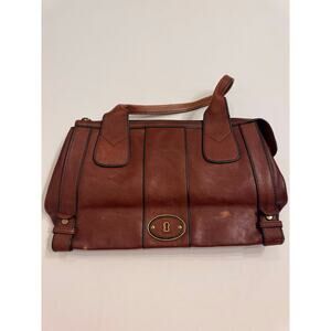 Fossil Vintage Reissue Large Leather Satchel/Shoulder Bag Tote 15" Brown